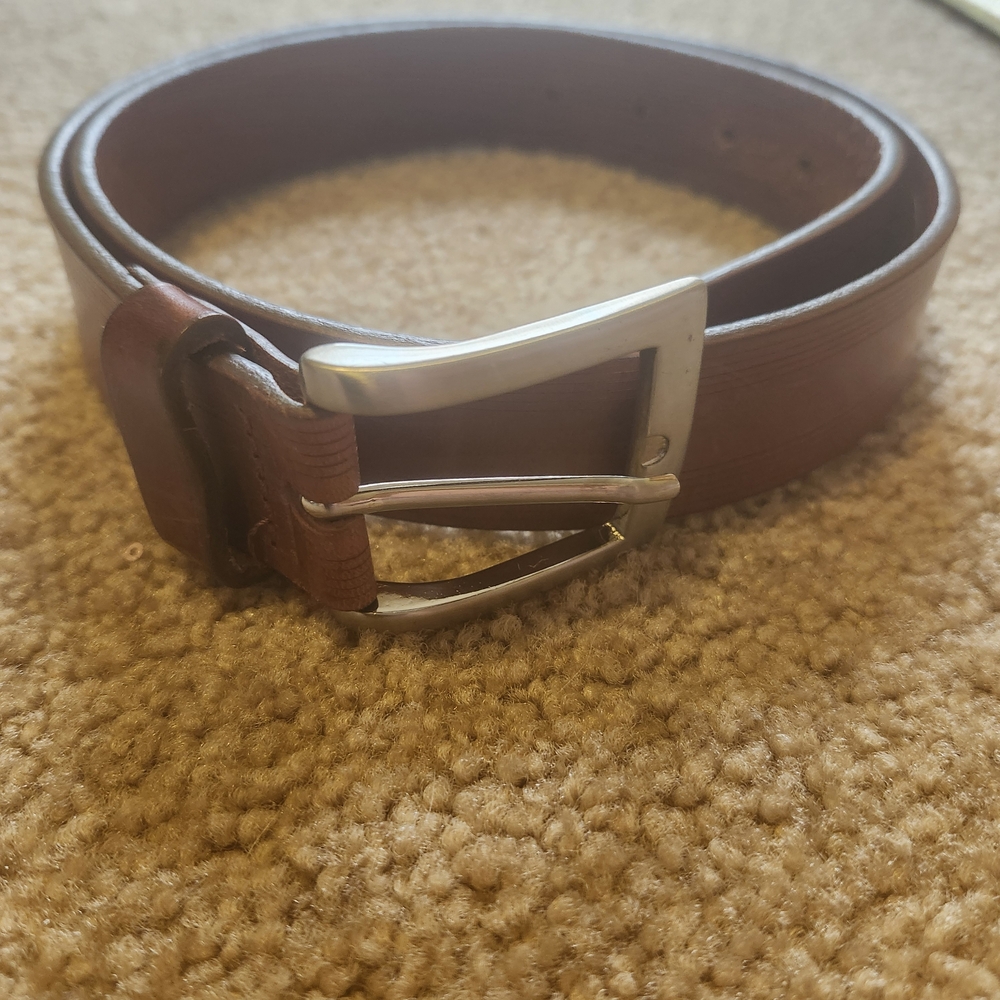 Luxury Premium Italian Leather Brown Belt with Silver Solid Brass Buckle - Picture 2 of 10